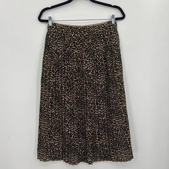 J. Crew Pleated Leopard Midi Skirt - Picture 2 of 9